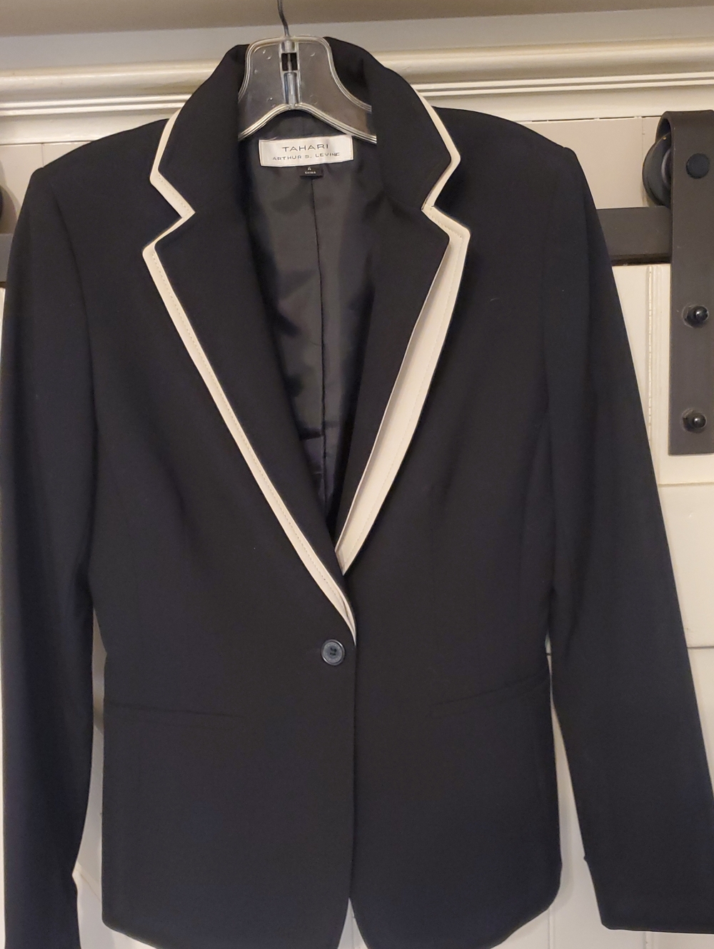 Tahari Black Blazer with Cream Trim